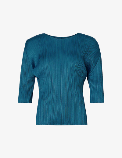 Issey Miyake Pleats Please Womens Blue Green August Pleated