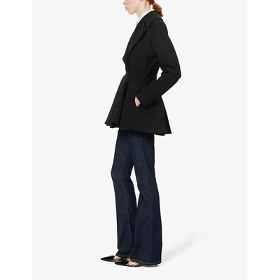 Shop Alaïa Alaia Women's Noir Alaia Princess Notch-lapel Stretch-woven Blend Coat