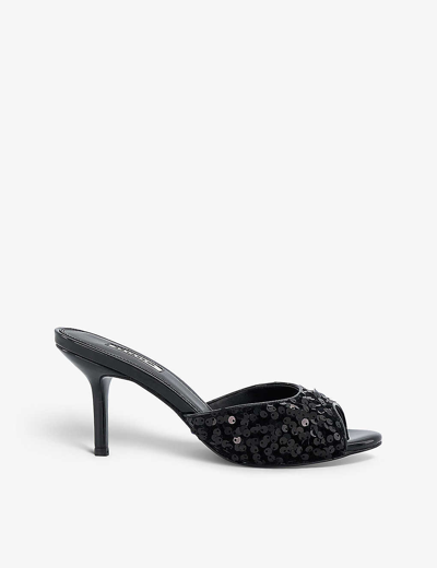 Shop Dune Women's Black-synthetic Moviestar Sequin-embellished Woven Heeled Mules