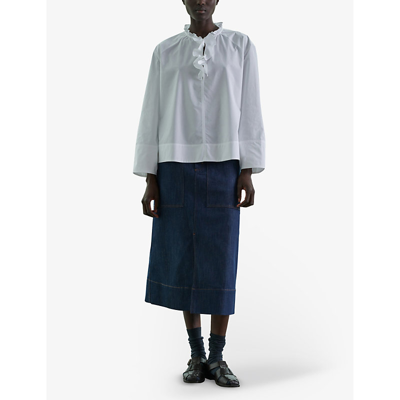 Shop Soeur Women's Blue Volos Pocket-embellished Stretch-denim Maxi Skirt