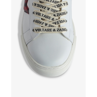 Shop Zadig & Voltaire Zadig&voltaire Womens Power La Flash Brand-embroidered Leather Low-top Trainers