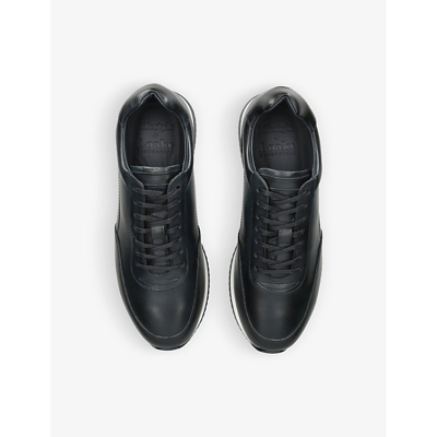 Loake Mens Navy Bannister Tonal-stitching Leather Low-top Trainers In Navy