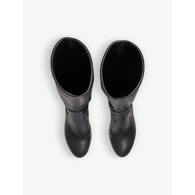 Shop Lk Bennett Womens Bla-black Marlowe Knee-high Faux-leather Heeled Boots