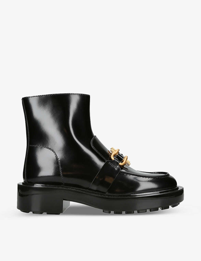 Shop Bottega Veneta Women's Black Monsieur Horsebit-embellished Leather Ankle Boots