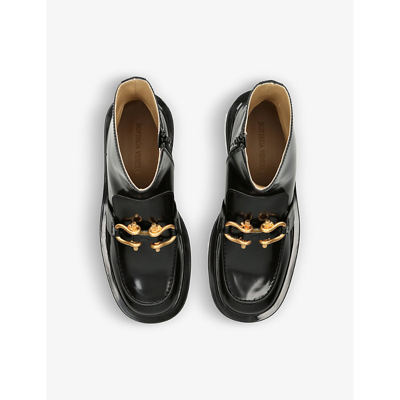 Shop Bottega Veneta Women's Black Monsieur Horsebit-embellished Leather Ankle Boots