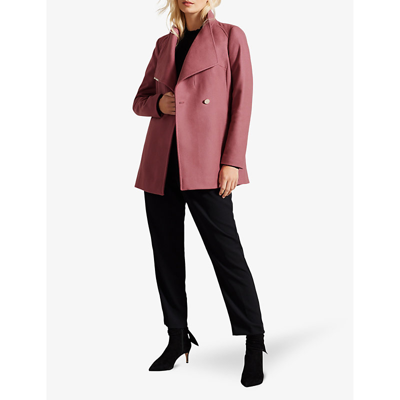 Shop Ted Baker Womens Dusky-pink Rytaa Wrap Wool-blend Coat