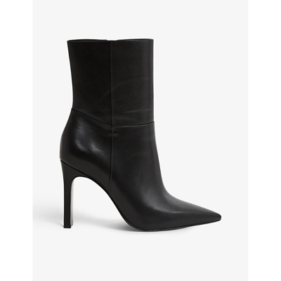 Shop Reiss Women's Black Vanessa Heeled Leather Ankle Boots