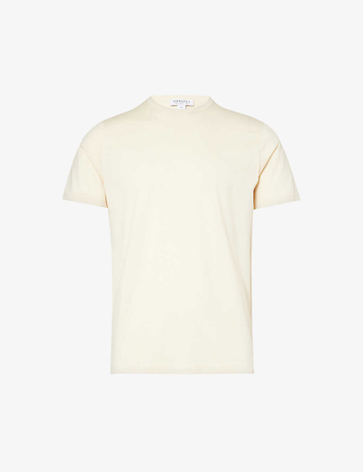Shop Sunspel Sun Crew-neck Regular-fit Cotton-jersey T-shirt In Undyed