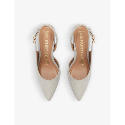 Kg Kurt Geiger Womens Silver Aria Pointed-toe Woven Slingback Courts In Silver