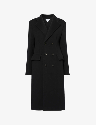Shop Bottega Veneta Double-breasted Wool And Cashmere-blend Coat In Black