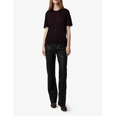 Shop Zadig & Voltaire Zadig&voltaire Womens Chocolate Ida Signature-wings Cashmere Top In Brown