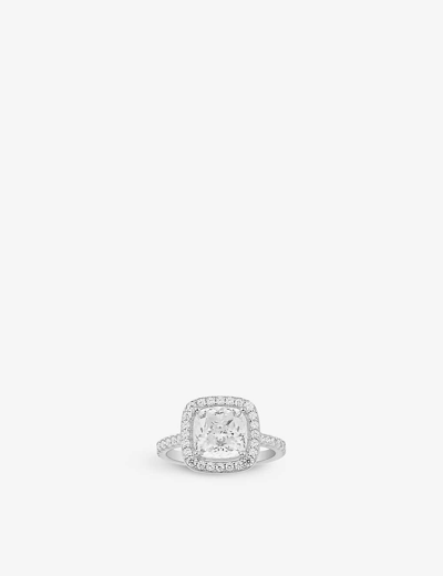 Shop Apm Monaco Lumiere Square Sterling-silver And Pavé Zirconia Ring In White