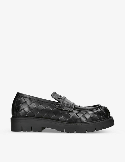 Bottega Veneta Haddock Intrecciato Leather Loafers In Black