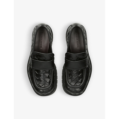 Bottega Veneta Haddock Intrecciato Leather Loafers In Black