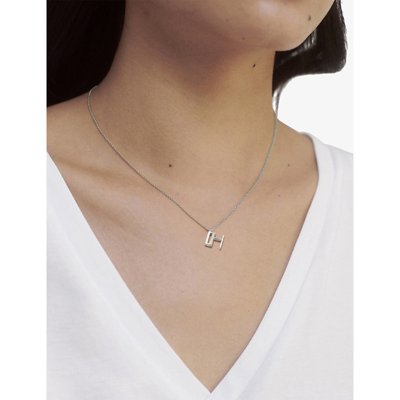 Monica Vinader Womens Sterling Silver H Letter-charm Recycled Sterling-silver Pendant Necklace In Sterling Silver