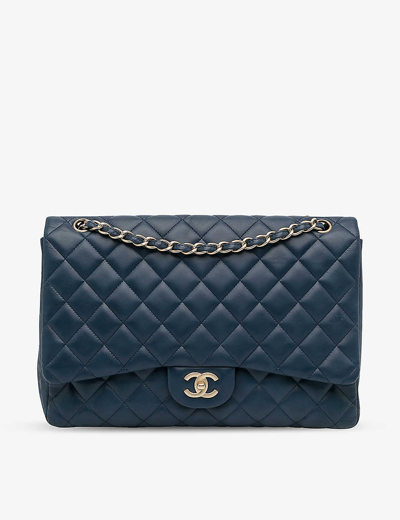 Chanel Jumbo Classic Double Flap Bag in Blue Patent Leather | Dearluxe