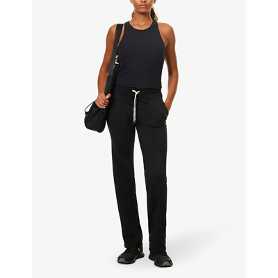 Shop Vuori Women's Black Halo Wide-leg Stretch Recycled-polyester Jogging Bottoms