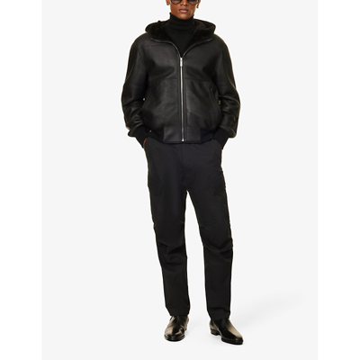 Shop Tom Ford Men's Black Brand-patch Tapered-leg Regular-fit Cotton-twill Cargo Trousers