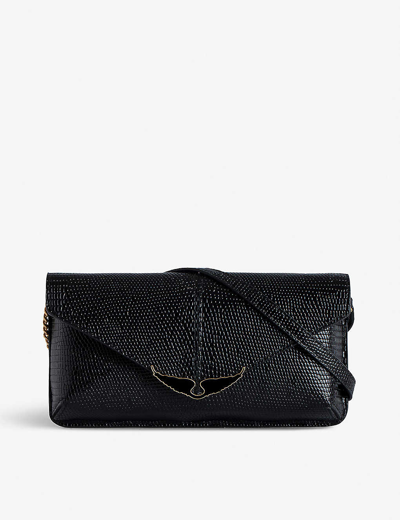 Shop Zadig & Voltaire Zadig&voltaire Noir Borderline Leather Clutch Bag