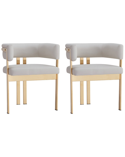 Shop Infinity Set Of 2 Luxurious Faux Leather Dining Room Chairs In White