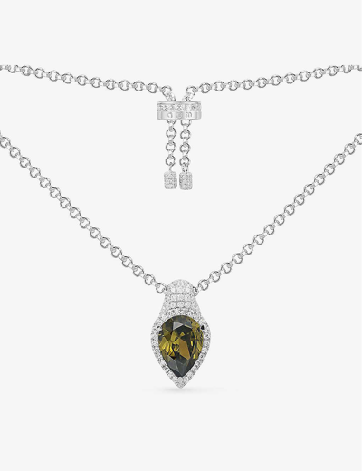 Shop Apm Monaco Women's Silver Pear-drop Sterling-silver And Cubic-zirconia Pendant Necklace