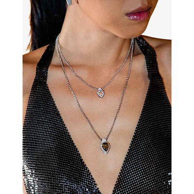 Shop Apm Monaco Women's Silver Pear-drop Sterling-silver And Cubic-zirconia Pendant Necklace