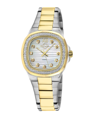 Gv2 Women's Potente 33mm Ion Plated Two Tone Stainless Steel & Diamond Bracelet Watch