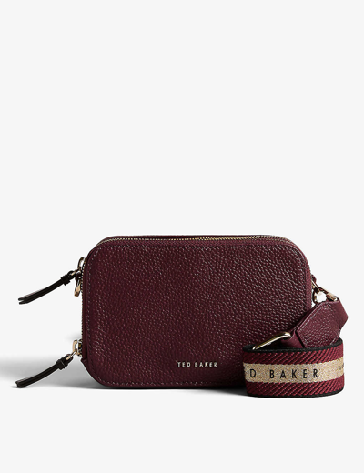 Shop Ted Baker Womens Dp-purple Logo-embellished Mini Webbing Leather Crossbody Bag 1 Size