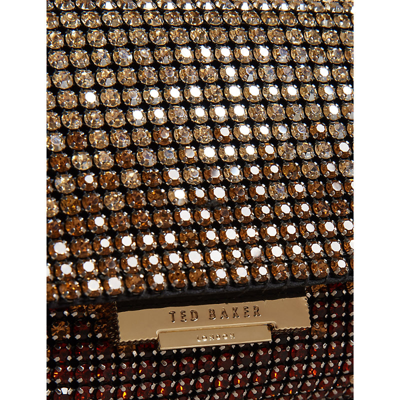 Shop Ted Baker Women's Brown Crystal-embellished Woven Cross-body Bag