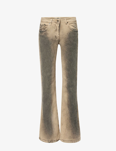 Shop Knwls Women's Distressed Sand Alice Wide-leg Mid-rise Denim-blend Jeans
