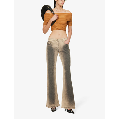 Shop Knwls Women's Distressed Sand Alice Wide-leg Mid-rise Denim-blend Jeans