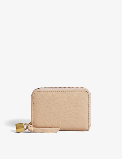 Shop Ted Baker Taupe Wesmin Logo-print Leather Wallet