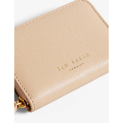 Shop Ted Baker Taupe Wesmin Logo-print Leather Wallet