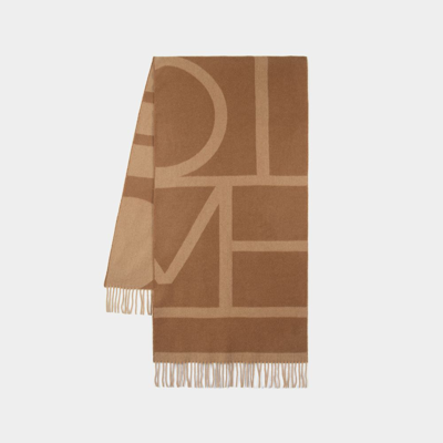 Totême - Brown/Nougat Centered Monogram Silk Scarf – Frances May