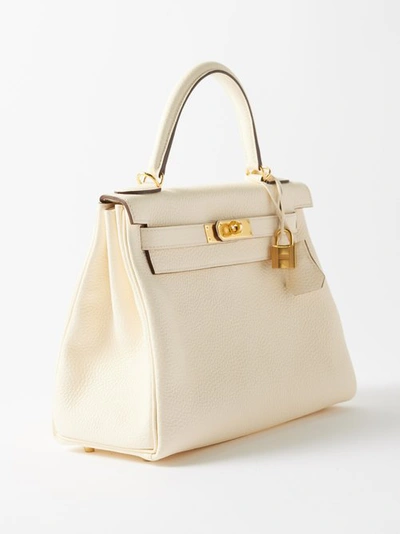Matches X Sellier Hermès Kelly Retourne 28cm Handbag In Cream
