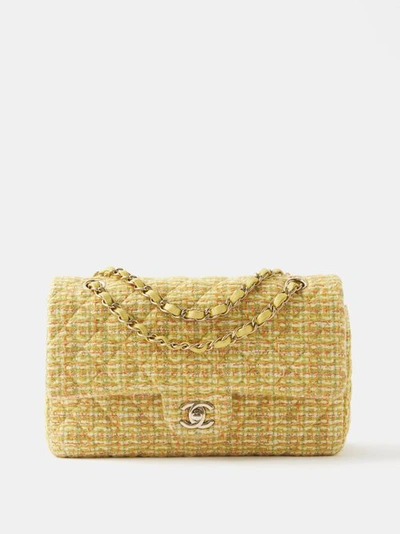 Matches X Sellier Chanel 2.55 Medium Tweed Shoulder Bag In Yellow