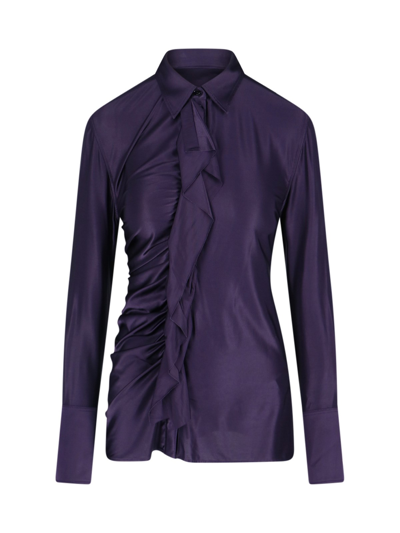 Shop Victoria Beckham Ruffle Detail Shirt In Purple