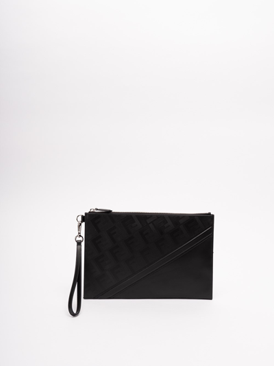 Fendi | Leather FF Pouch Bag | Black Tu