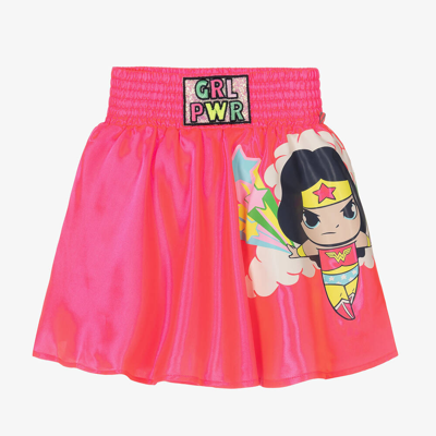 Shop Billieblush Girls Neon Pink Satin Dc Skirt
