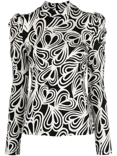 Shop Diane Von Furstenberg Doha Top In White/black