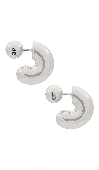 Shop Jenny Bird Tome Small Hoops In Metallic Silver