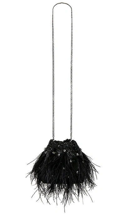 Shop Olga Berg Livvy Feather Pouch In Black