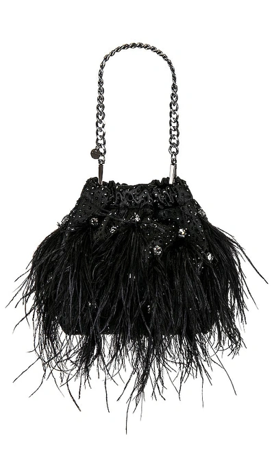 Shop Olga Berg Livvy Feather Pouch In Black