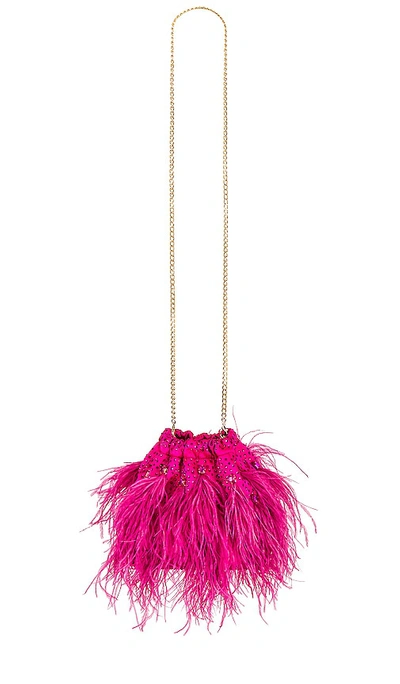 Shop Olga Berg Livvy Feather Pouch In Fuchsia