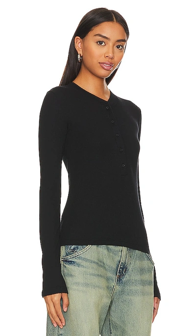 Shop Cotton Citizen Verona Henley Shirt In Black