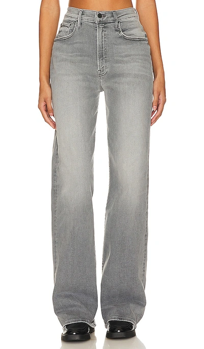 Mother The Maven Heel Super High Waist Wide Leg Jeans In Grey