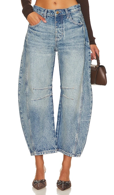 Shop Free People X We The Free Good Luck Mid Rise Barrel In Blue