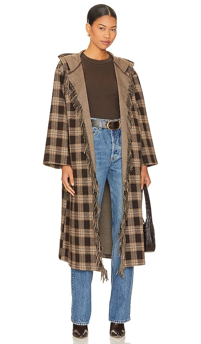 Shop Lna Dutton Plaid Coat In Brown
