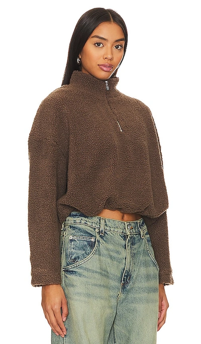 Shop Lna Sherpa Half Zip Pullover In Brown