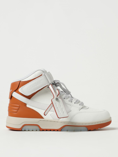 Shop Off-white Out Of Office Leather Sneakers With Logo In Orange